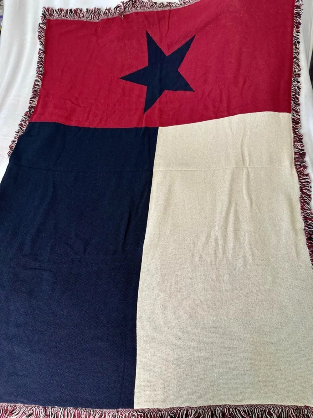 Texas State Flag Cotton Jacquard Throw Blanket  by Pure Country Weavers